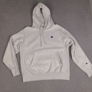 Champion Reverse Weave Hoodie Sweatshirt Men’s Small Gray Pullover Cotton Blend‎